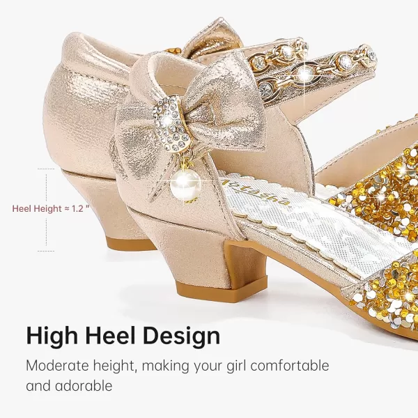 imageGirls Sandals Closed Toe Heels Wedding Party Girls Dress Shoes Toddler Little Big KidGold