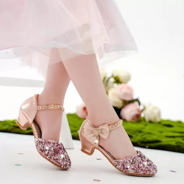 imageGirls Sandals Closed Toe Heels Wedding Party Girls Dress Shoes Toddler Little Big KidPink
