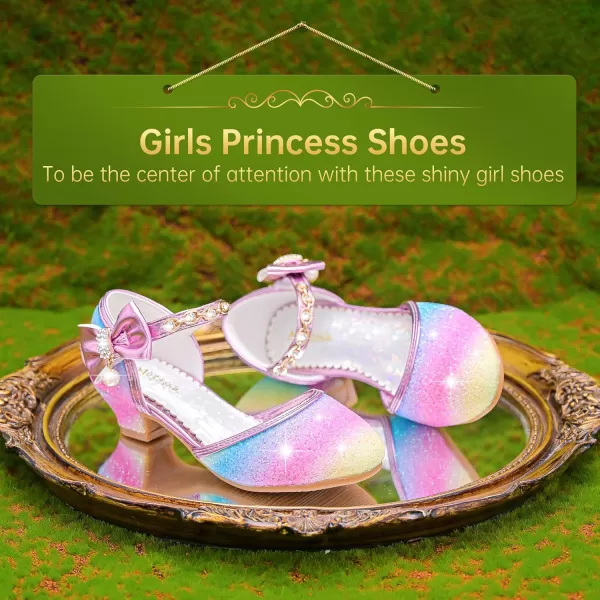 imageGirls Sandals Closed Toe Heels Wedding Party Girls Dress Shoes Toddler Little Big KidRainbow
