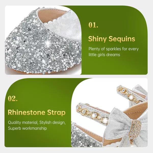 imageGirls Sandals Closed Toe Heels Wedding Party Girls Dress Shoes Toddler Little Big KidSilver