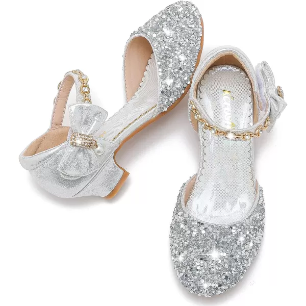 imageGirls Sandals Closed Toe Heels Wedding Party Girls Dress Shoes Toddler Little Big KidSilver