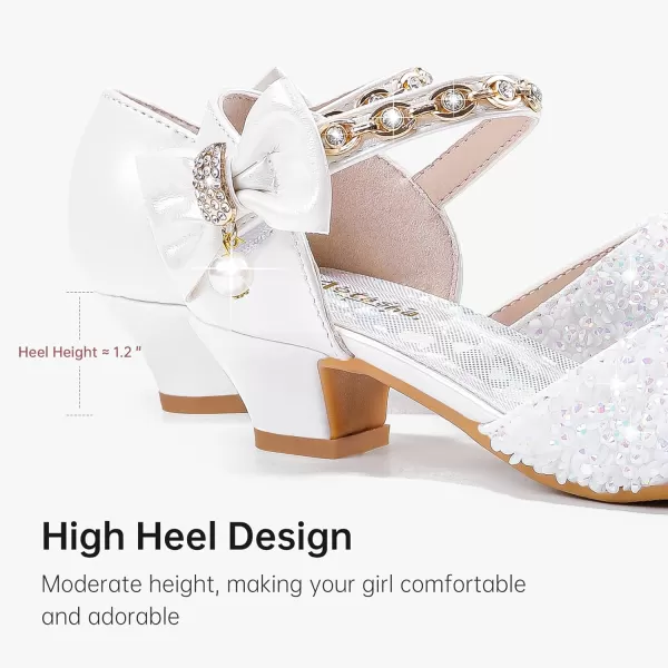 imageGirls Sandals Closed Toe Heels Wedding Party Girls Dress Shoes Toddler Little Big KidWhite