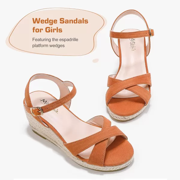 imageGirls Wedge Sandals Espadrilles Flatform Open Toe Ankle Strap Dressy Girls Heels Summer Shoes Little Big KidBrown