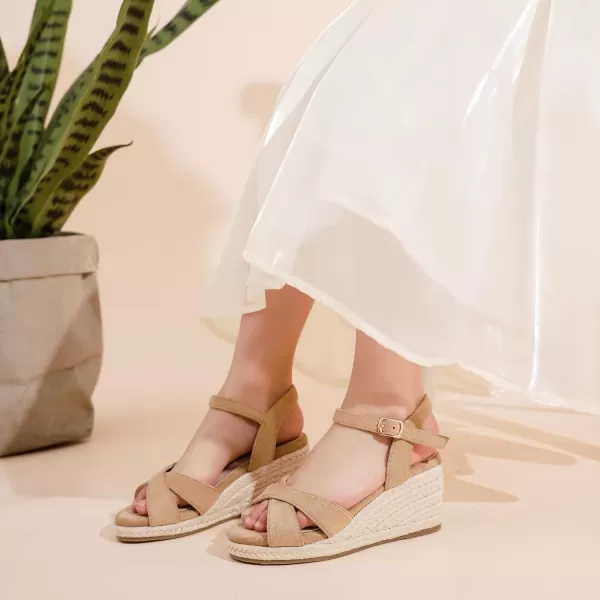 imageGirls Wedge Sandals Espadrilles Flatform Open Toe Ankle Strap Dressy Girls Heels Summer Shoes Little Big KidKhaki