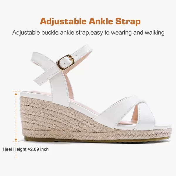 imageGirls Wedge Sandals Espadrilles Flatform Open Toe Ankle Strap Dressy Girls Heels Summer Shoes Little Big KidPu White