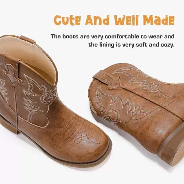 imageToddler Girls Cowgirl Boots Western Glitter Cowboy Boot Ankle Boots Little Kids Big Kid Horse Riding Shoes Party Birthday Dress Up DanceBrown