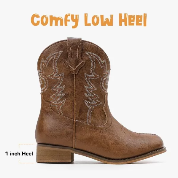 imageToddler Girls Cowgirl Boots Western Glitter Cowboy Boot Ankle Boots Little Kids Big Kid Horse Riding Shoes Party Birthday Dress Up DanceBrown