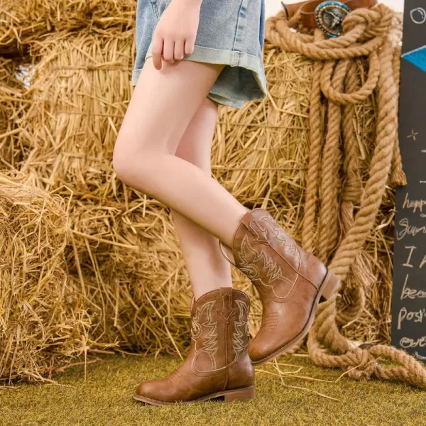 imageToddler Girls Cowgirl Boots Western Glitter Cowboy Boot Ankle Boots Little Kids Big Kid Horse Riding Shoes Party Birthday Dress Up DanceBrown