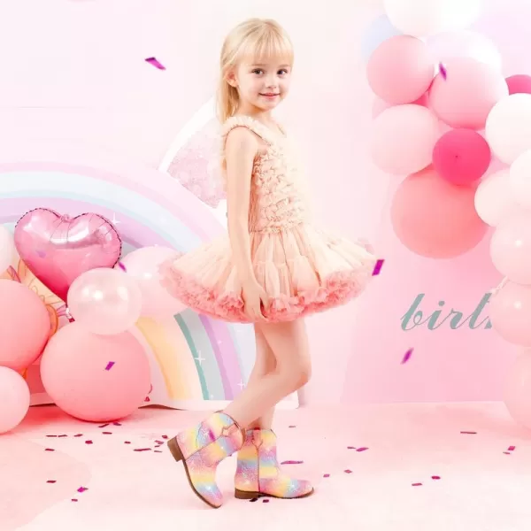 imageToddler Girls Cowgirl Boots Western Glitter Cowboy Boot Ankle Boots Little Kids Big Kid Horse Riding Shoes Party Birthday Dress Up DanceMulticolor