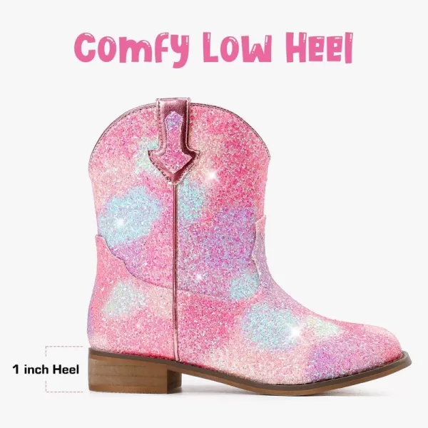 imageToddler Girls Cowgirl Boots Western Glitter Cowboy Boot Ankle Boots Little Kids Big Kid Horse Riding Shoes Party Birthday Dress Up DanceRainbow