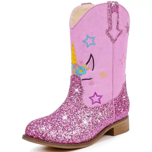 imageUnicorn Girls Cowgirl Boots Mid Calf Square Toe Glitter Toddler Western Cowboy Boot Little Kid Big Kid Riding Shoes Princess Dress Up Party Birthday DanceUnicorn Purple