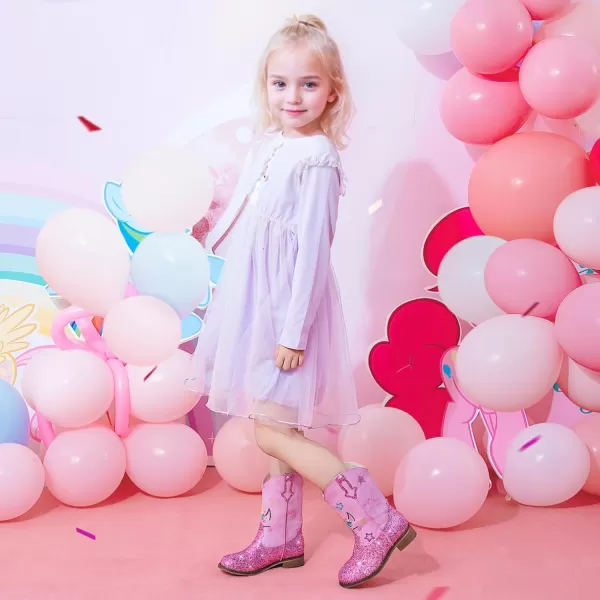 imageUnicorn Girls Cowgirl Boots Mid Calf Square Toe Glitter Toddler Western Cowboy Boot Little Kid Big Kid Riding Shoes Princess Dress Up Party Birthday DanceUnicorn Purple