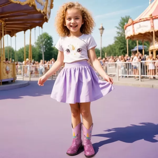 imageUnicorn Girls Cowgirl Boots Mid Calf Square Toe Glitter Toddler Western Cowboy Boot Little Kid Big Kid Riding Shoes Princess Dress Up Party Birthday DanceUnicorn Purple