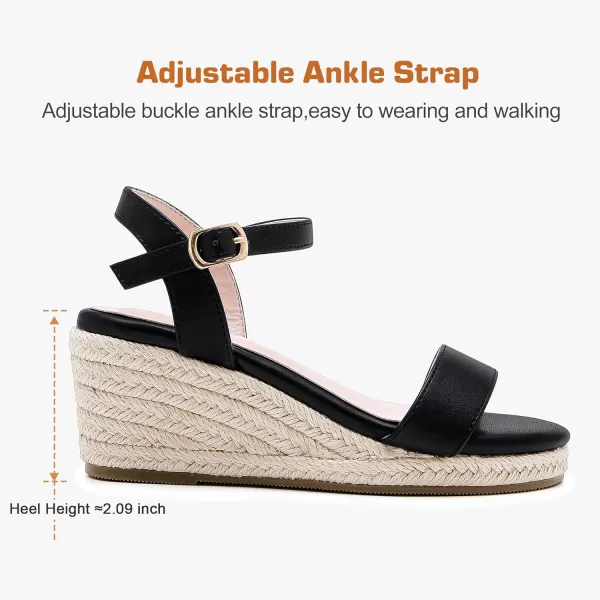 imageWedge Sandals for Girls Espadrille Dressy Platform Sandals Open Toe Ankle Strap Summer Girls Heel Little Big KidBlack