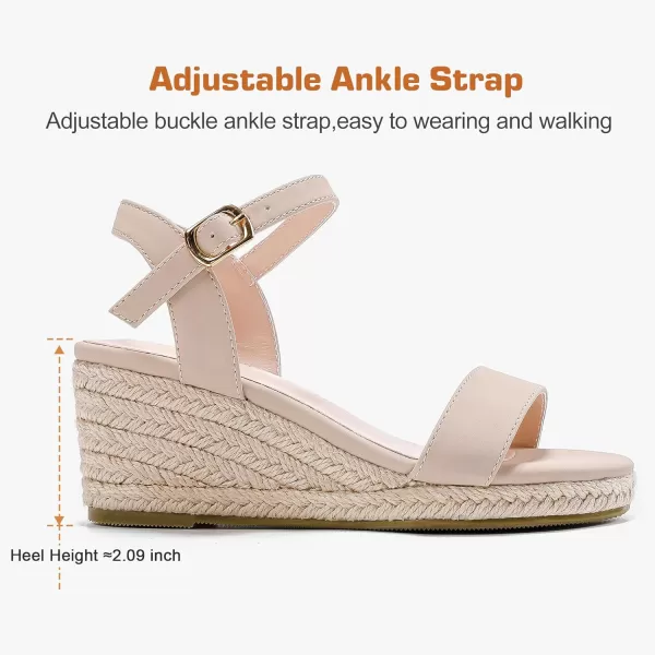 imageWedge Sandals for Girls Espadrille Dressy Platform Sandals Open Toe Ankle Strap Summer Girls Heel Little Big KidNubuck Nude