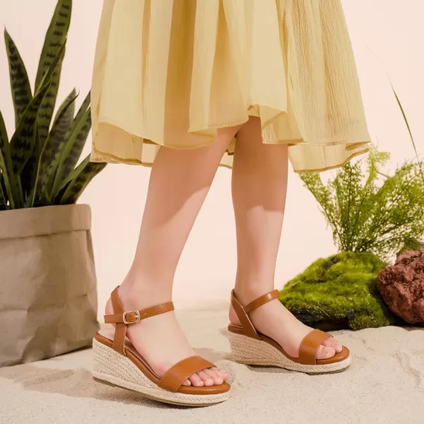 imageWedge Sandals for Girls Espadrille Dressy Platform Sandals Open Toe Ankle Strap Summer Girls Heel Little Big KidTan