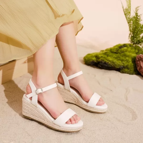 imageWedge Sandals for Girls Espadrille Dressy Platform Sandals Open Toe Ankle Strap Summer Girls Heel Little Big KidWhite