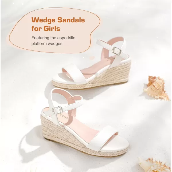 imageWedge Sandals for Girls Espadrille Dressy Platform Sandals Open Toe Ankle Strap Summer Girls Heel Little Big KidWhite