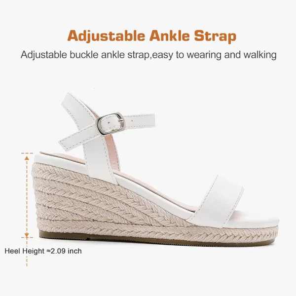 imageWedge Sandals for Girls Espadrille Dressy Platform Sandals Open Toe Ankle Strap Summer Girls Heel Little Big KidWhite