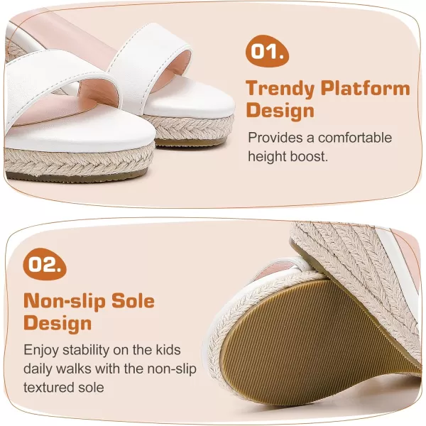 imageWedge Sandals for Girls Espadrille Dressy Platform Sandals Open Toe Ankle Strap Summer Girls Heel Little Big KidWhite