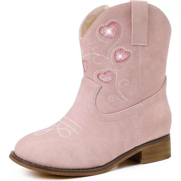 imageCowboy Boots for Kids Western Little Girl Cowgirl Boots Toddler Horse Riding Ankle Boots Birthday PartyPink