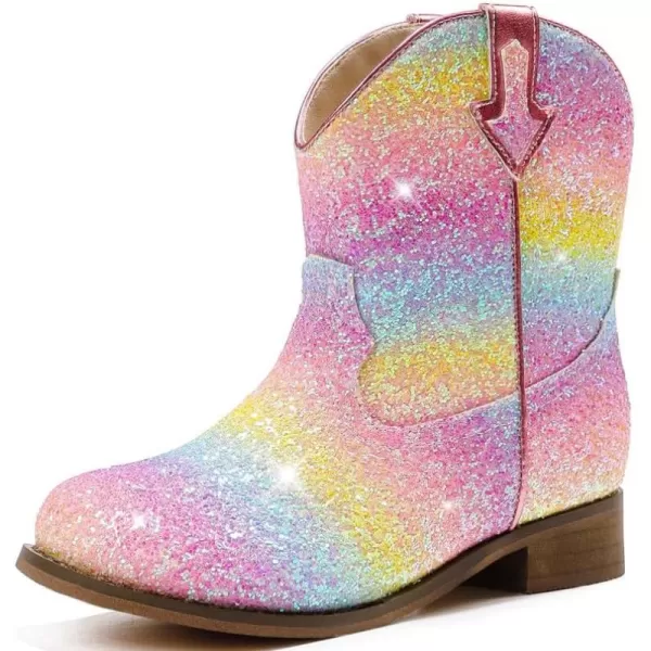 imageToddler Girls Cowgirl Boots Western Glitter Cowboy Boot Ankle Boots Little Kids Big Kid Horse Riding Shoes Party Birthday Dress Up DanceMulticolor