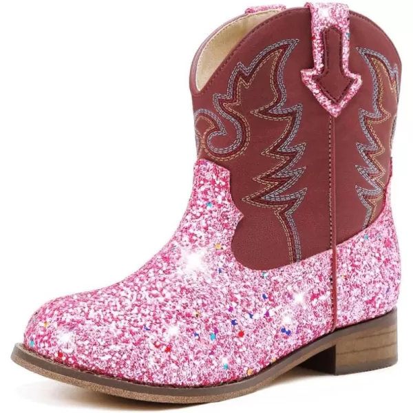 imageToddler Girls Cowgirl Boots Western Glitter Cowboy Boot Ankle Boots Little Kids Big Kid Horse Riding Shoes Party Birthday Dress Up DancePink Sequins