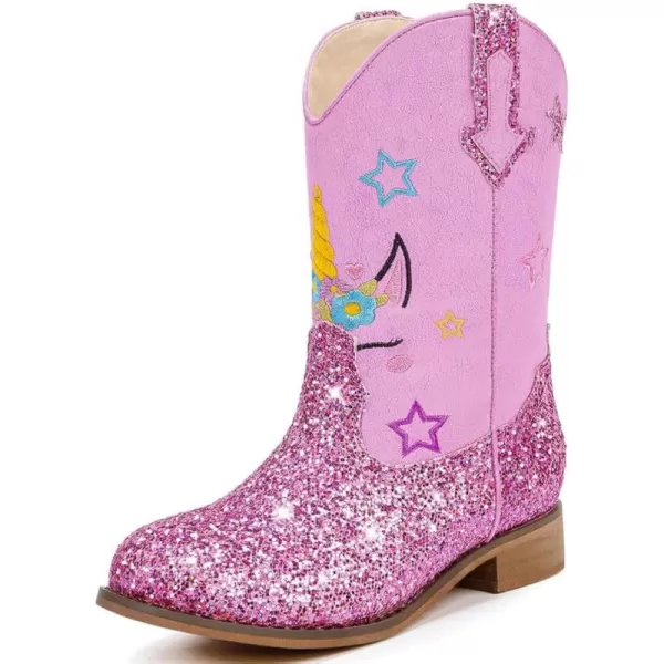imageUnicorn Girls Cowgirl Boots Mid Calf Square Toe Glitter Toddler Western Cowboy Boot Little Kid Big Kid Riding Shoes Princess Dress Up Party Birthday DanceUnicorn Purple