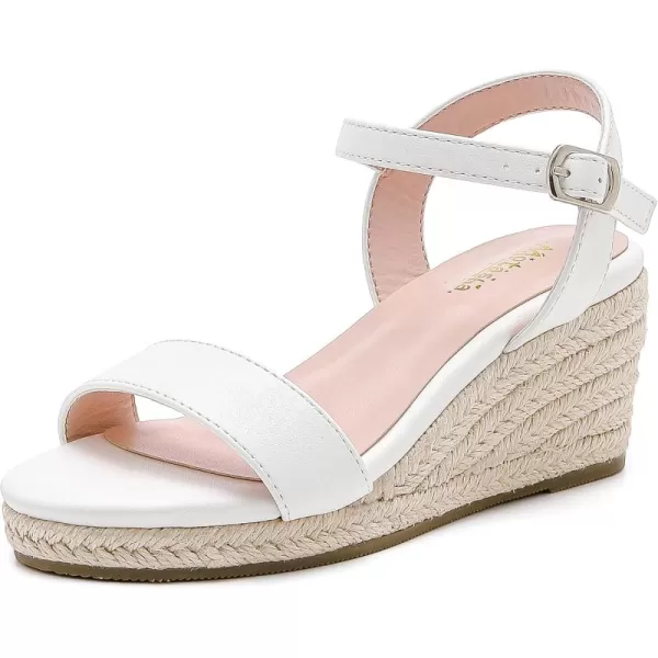 imageWedge Sandals for Girls Espadrille Dressy Platform Sandals Open Toe Ankle Strap Summer Girls Heel Little Big KidWhite