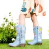 imageGirls Cowboy Boots Toddler Cowgirl Floral Embroidered Fringe Little Kids Western Boots Girl Riding Boot Birthday PartyBlue