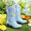 imageGirls Cowboy Boots Toddler Cowgirl Floral Embroidered Fringe Little Kids Western Boots Girl Riding Boot Birthday PartyBlue
