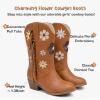 imageGirls Cowboy Boots Toddler Cowgirl Floral Embroidered Fringe Little Kids Western Boots Girl Riding Boot Birthday PartyBrown