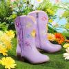 imageGirls Cowboy Boots Toddler Cowgirl Floral Embroidered Fringe Little Kids Western Boots Girl Riding Boot Birthday PartyPurple