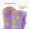 imageGirls Cowboy Boots Toddler Cowgirl Floral Embroidered Fringe Little Kids Western Boots Girl Riding Boot Birthday PartyPurple