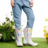 imageGirls Cowboy Boots Toddler Cowgirl Floral Embroidered Fringe Little Kids Western Boots Girl Riding Boot Birthday PartySilver