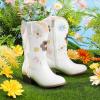 imageGirls Cowboy Boots Toddler Cowgirl Floral Embroidered Fringe Little Kids Western Boots Girl Riding Boot Birthday PartyWhite