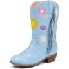 imageGirls Cowboy Boots Toddler Cowgirl Floral Embroidered Fringe Little Kids Western Boots Girl Riding Boot Birthday PartyBlue