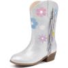 imageGirls Cowboy Boots Toddler Cowgirl Floral Embroidered Fringe Little Kids Western Boots Girl Riding Boot Birthday PartySilver