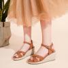 imageGirls Wedge Sandals Espadrilles Flatform Open Toe Dressy Girls Heels Summer Shoes Little Big KidBrown