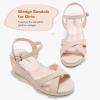 imageGirls Wedge Sandals Espadrilles Flatform Open Toe Dressy Girls Heels Summer Shoes Little Big KidNubuck Nude