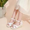 imageGirls Wedge Sandals Espadrilles Flatform Open Toe Dressy Girls Heels Summer Shoes Little Big KidPu White