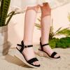 imageGirls Wedge Sandals Platform Espadrille Open Toe Dressy Sandals Summer Girls Heel Little Big KidBlack