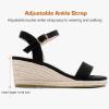 imageGirls Wedge Sandals Platform Espadrille Open Toe Dressy Sandals Summer Girls Heel Little Big KidBlack