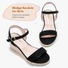 imageGirls Wedge Sandals Platform Espadrille Open Toe Dressy Sandals Summer Girls Heel Little Big KidBlack