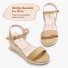 imageGirls Wedge Sandals Platform Espadrille Open Toe Dressy Sandals Summer Girls Heel Little Big KidKhaki