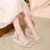 imageGirls Wedge Sandals Platform Espadrille Open Toe Dressy Sandals Summer Girls Heel Little Big KidNubuck Nude