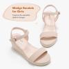 imageGirls Wedge Sandals Platform Espadrille Open Toe Dressy Sandals Summer Girls Heel Little Big KidNubuck Nude