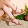 imageGirls Wedge Sandals Platform Espadrille Open Toe Dressy Sandals Summer Girls Heel Little Big KidTan