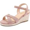 imageGirls Wedge Sandals Espadrilles Flatform Open Toe Dressy Girls Heels Summer Shoes Little Big KidSuede Pink