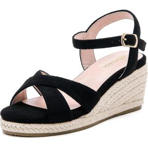 imageGirls Wedge Sandals Espadrilles Flatform Open Toe Dressy Girls Heels Summer Shoes Little Big KidBlack